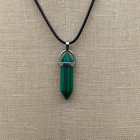 Handmade Malachite Stone Dagger Amulet Necklace - Picture 8 of 11